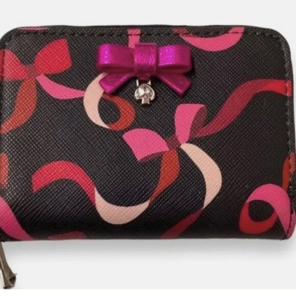 Kate Spade New York Wrapping Party Small Zip Around Wallet Cardcase Black Multi - Picture 2 of 6